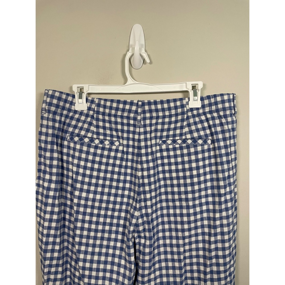 J.Jill Linen Stretch Blue and White Gingham Pull On Pants Size Large - Picture 6 of 9